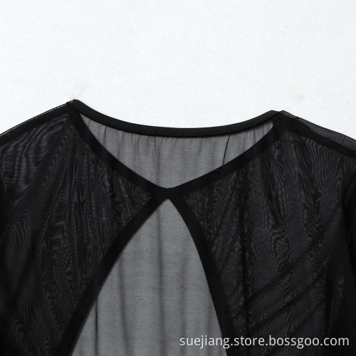 Black Sexy Punk Spider Shoulder High Collar dress